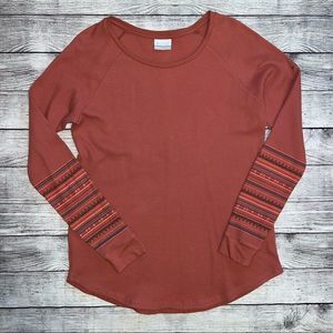 Columbia Long Sleeve Thermal Crew Neck Printed Sleeves | Rusty Pink | Size Large